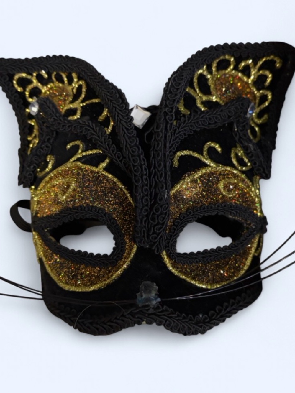 Black & Gold Cat kids or women’s Masquerade Mask - Fashion Accessory